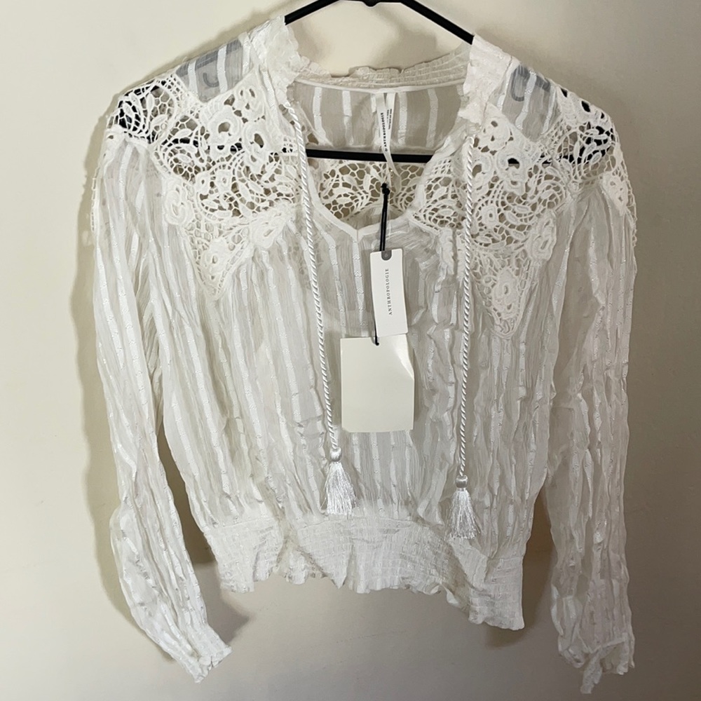 White Anthropologie blouse, ivory NWT. Size 6.